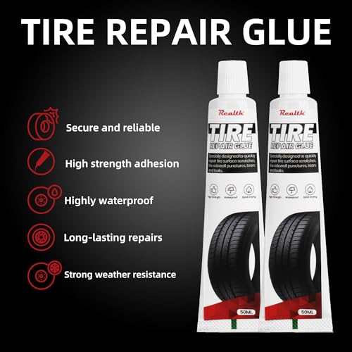 Realth Tire Repair Kit, 50ml Tire Repair Glue, 10 Pcs Tire Repair Screws | Flat Tire Plug Kit for Car, Motorcycle, Truck, ATV, Tractor, RV, SUV & Trailer - style: Glue(50ml)+Plugs(10Pcs)