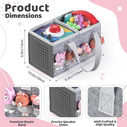PISOSN Carrying Case for Toniebox Starter Set and Tonies Figurines, Travel Felt Cloth Musical Toy Folding Bag for Toniebox 2 & Accessories (Gray) - color: Gray