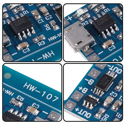 6PCS TP4056 Micro USB Charging Module 5V 1A 18650 Lithium Battery Charging Board Power Charger Board Module with Protection Charger Module (Micro USB)… - color: Micro USB
