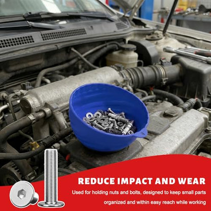 Magnetic Nut Cup, 6 Inch Cup Diameter Curved Magnetic Screws Bowl Holds Up to 5 Pounds, Multi-Use Parts Tray Nuts Bolts Organizer Attaches to Metal Surfaces, Car Accessories (Blue) - color: Blue