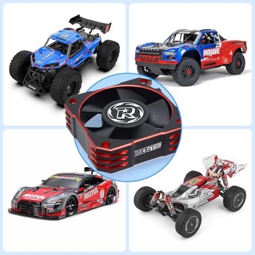 35mm RC Cooling Fan,21000RPM 8.4V Aluminum RC Motor ESC Cooling Fan for 1/10 1/8 RC Car Diameter 36mm Brushless Motor (2 Pack Black+Red) - style: 2pack Red