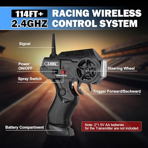 RC Drift Car, 1:16 Scale AE86 Model RC Drift Car, 4WD 18KM/h High Speed Remote Control Cars with LED Lights, Spray, Drifting Tires, Sport Racing On-Road Vehicle for Teens Adults