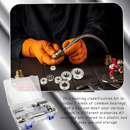 55 Pcs Ball Bearings—608RS/ 608ZZ/ 698ZZ/ 628ZZ/ 6903ZZ/ 6003ZZ/ 6203ZZ Small Bearings Assortment Kit for Skateboard Bearings Inline Skates 3D Printer Furniture Wheel, 7 Styles