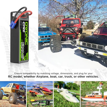 OVONIC 3S LiPo Battery 11.1V 5200mAh 120C with EC5 Plug for RC Car RC Truck Airplane Helicopter Boat Car Racing RC Hobby (2 Packs)(with Lipo Voltage Checker)