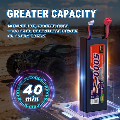 Supersize 1/10 High Speed RC Cars for Adults, 4WD Off-Road Electric Truggy with 3S 5000mAh LiPo Battery & 3660 Brushless Motor, RTR RC Truck Hobby with LED Lights for All Terrain
