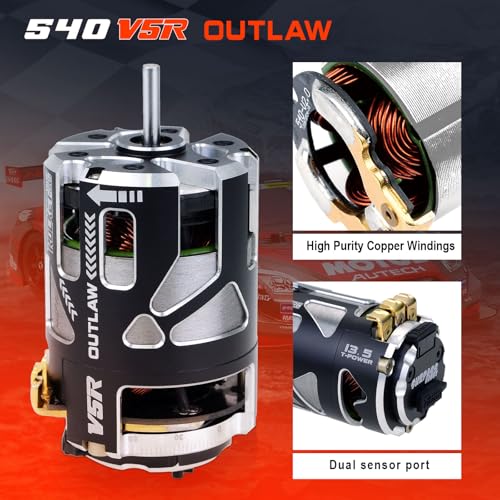 Surpass Hobby Outlaw 540 V5R Sensored Brushless Motor,3000KV Competition Level Motor with Shaft 3.175 Use for 1:10 RC Racing Car (17.5T) - style: Outlaw 17.5T