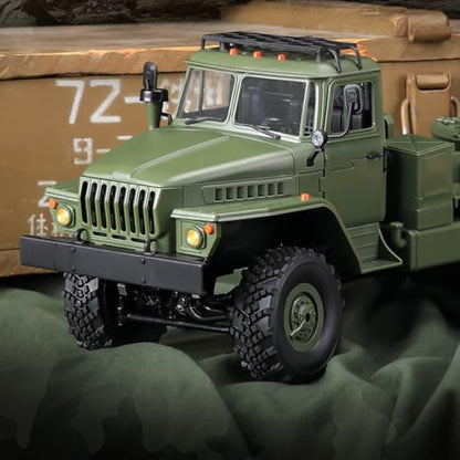 1/16 WPL RC Military Trailer, 2.4G 6WD 41.3 Inch Full-Proportional RC Transport Semi Trailer Tractor Truck Engineering Vehicle Models Toys