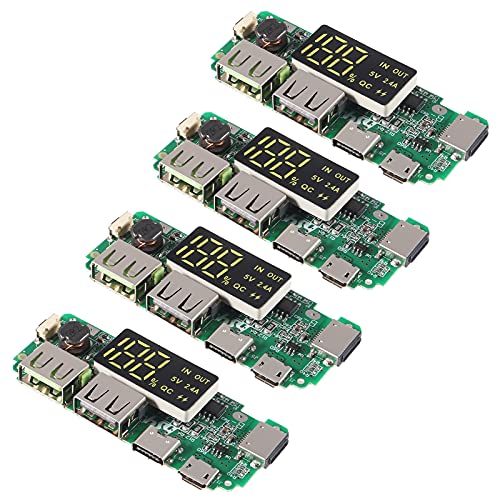 4pcs 18650 Charging Board ，Dual USB 5V 2.4A Mobile Power Bank Module 186 50 Lithium Battery Charger Board with Overcharge Overdischarge Short Circuit Protection DIY USB Power Bank Board