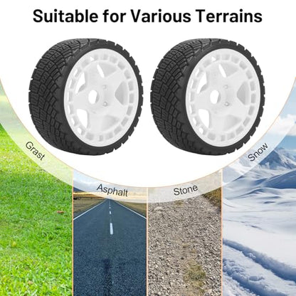 1/8 1/7 RC On Road Tires, daitoku 17mm Hex RC Car Tires and Wheels for 1/8 1/7 ARRMA Losi Kyosho GT2 W10 Tamiya HPI WR8 HSP - White
