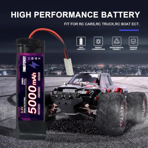 8.4V RC NiMH Battery 5000mAh Capacity Rechargeable 7-Cell Flat Battery Pack with TMY Plug(2 Packs) - color: 8.4V-2
