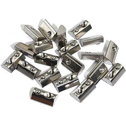 20 Pcs 4545 Series T Spring Nut, M4 Thread Roll in Spring Post Assembly T Nuts Hammer Head Fastener Nut Drop in T-Nut for 45 Series Aluminum Extrusion Profile T Slot 10mm for 3D Printer (M4) - size: 4545 Series M4
