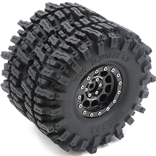 1.9 Beadlock wheels and tires 120mm Tall Soft Sticky 1.9 Mud Slingers T8 Tires & Aluminum Rims For RC 1/10 Crawler TRX4 SCX10 Gen8 Upgardes,HS700571