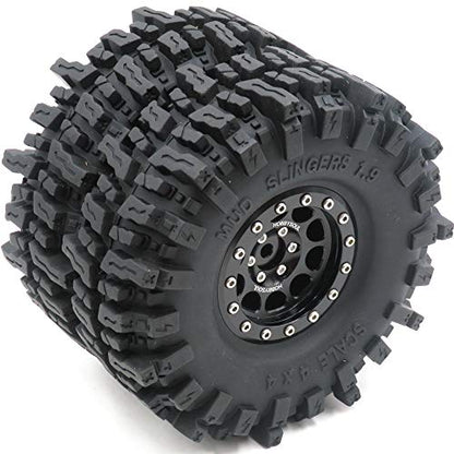 1.9 Beadlock wheels and tires 120mm Tall Soft Sticky 1.9 Mud Slingers T8 Tires & Aluminum Rims For RC 1/10 Crawler TRX4 SCX10 Gen8 Upgardes,HS700571