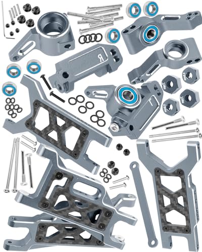 Aluminum Front Rear Suspension A Arms & Caster Block&Steering Blocks&Rear Stub Axle Carriers Upgrades Parts for 1/10 Slash VXL 2WD/Slash 2WD,(Only for Slash) Titanium - color: Titanium( for 1/10 Slash )