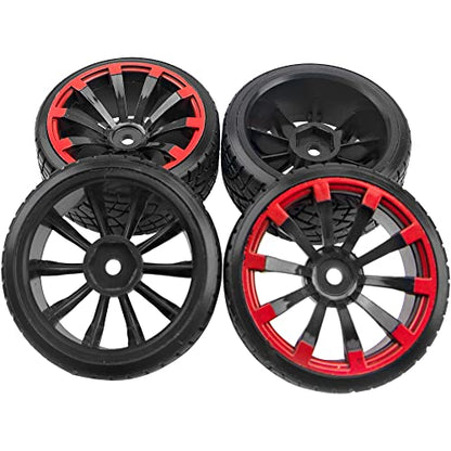 1/10 RC Drift Tire Hard Plastic Tires & 12mm Hex Hub Wheel Rims Compatible with Traxxas HSP Tamiya Kyosho Himoto HPI Redcat MST 1/10 On-Road RC Drift Drifting Car (Style2)