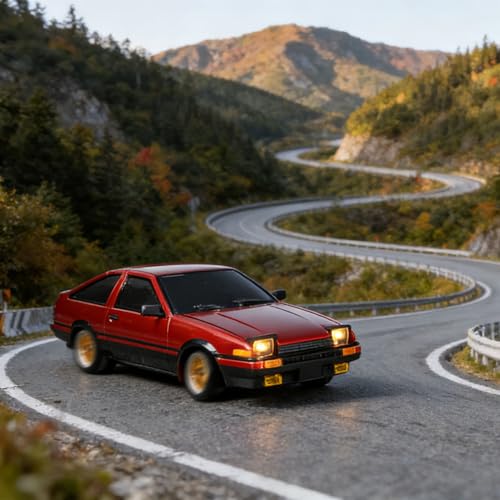 US in Stock, 1/18 RC Drift Racing Car 86 Rwd LDRC LD1801 Wireless Control Vehicle Gyroscope Light System Motor Servo ESC Hobby Grade Model for Birthday Gift(Vintage Red with Gyro)