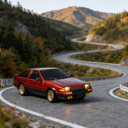 US in Stock, 1/18 RC Drift Racing Car 86 Rwd LDRC LD1801 Wireless Control Vehicle Gyroscope Light System Motor Servo ESC Hobby Grade Model for Birthday Gift(Vintage Red with Gyro)
