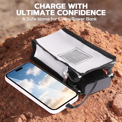 Fire Retardant Lithium Battery Bag Fire Proof with Fire Prevention Stickers, Lipo Battery Bag Safe Charging & Storage, MNNEWMAT Explosion Resistant Lipo Bag, Fireproof Lithium Battery Storage Box