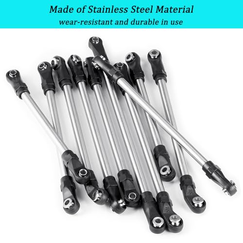 MORLORDY 10Pcs Stainless Steel RC Link Rod Linkage Set with Ball End for Axial SCX10-AXI90075 UMG10 II RC Crawler Car Upgrade Part
