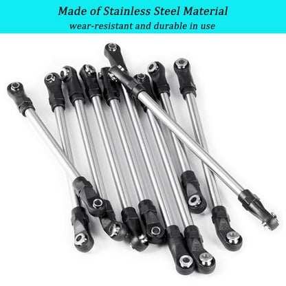 MORLORDY 10Pcs Stainless Steel RC Link Rod Linkage Set with Ball End for Axial SCX10-AXI90075 UMG10 II RC Crawler Car Upgrade Part