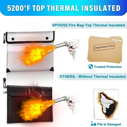 Upgraded 5200°F Fireproof Document Bag with Heat Insulated, Water Fire Proof Bags with Zipper,8 Layers of Functional Materials and Reflective Strip, Fireproof Money Bag for Cash/Documents/Valuables - color: Silver Gray, size: 12" x 8.5"