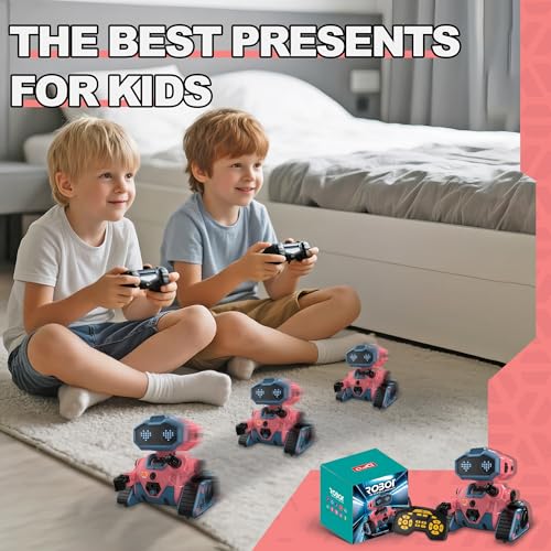 Interactive Smart Robot Toys, Rechargeable Remote Control Emo Robot, Pink | Rechargeable Remote Control, Learning Gesture Sensing, Auto-Demonstration, Music and Dance, Shining LED Eyes, For Kids 3-5 - color: 103 Pink