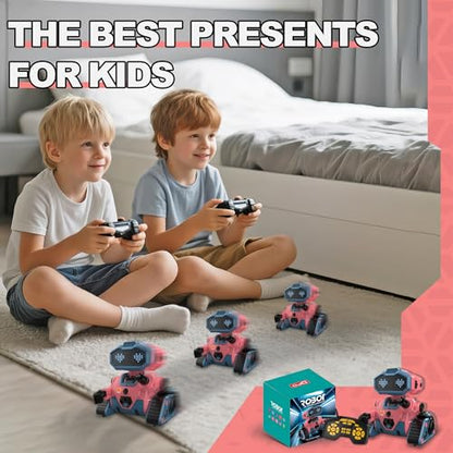 Interactive Smart Robot Toys, Rechargeable Remote Control Emo Robot, Pink | Rechargeable Remote Control, Learning Gesture Sensing, Auto-Demonstration, Music and Dance, Shining LED Eyes, For Kids 3-5 - color: 103 Pink