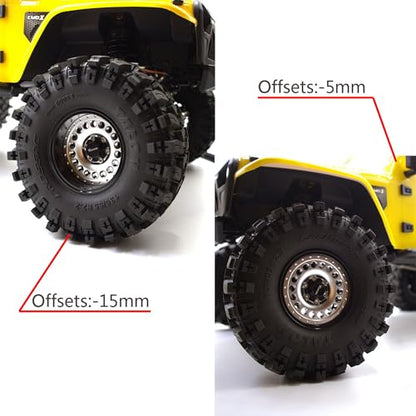 Adjustable 2 Offsets RC 2.2 Beadlock Wheels Rims Hub 1/10 Crawle Wheel Car Aluminum for Upgrades Remote Control SCX10 Capra Wraith Trx4 (4PC) (Bright Black ＆ Silver) - color: Bright Black ＆ Silver