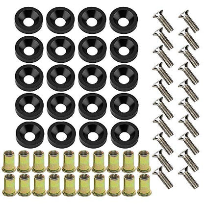 20-Piece Engine Dress up Kit: Aluminum Washers, Bolts & Rivet Nuts (Black) - color: Black