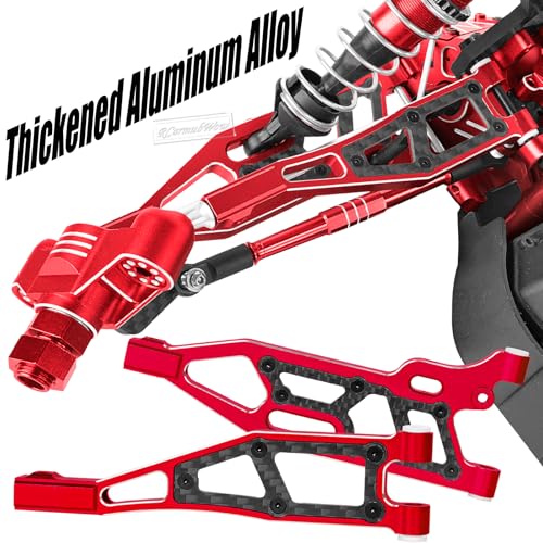 RC Upgrades Part for 1/8 Kraton/Outcast/Notorious 6S BLX,Alloy Front Rear Suspension Arms,Front Knuckles Steering Blocks &Rear Hub Stub Axle Carriers,Wing Mount &Wheelie Bar Set,Red - color: Red(1set)