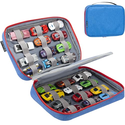 24 Diecast Cars Storage for Diecast Cars, Storage Case Compatible with 24 Diecast Cars, Matchbox Cars, Mini Cars, Diecast Cars Storage for Kids, Bag Only (Blue) - color: Blue
