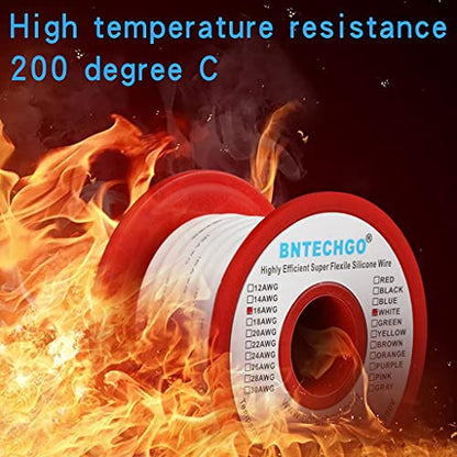 BNTECHGO 16 Gauge Silicone Wire White 25ft Stranded Tinned Copper Wire | Flexible 16 AWG Stranded Wire Silicone Rubber Insulation For RC Models, Drone, Robot, Battery, EV Charger, 3D Printer, DIY - color: 16 gauge silicone wire white, size: silicone wire