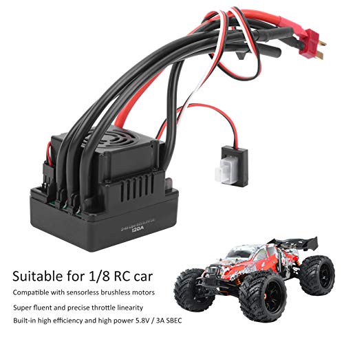 Estink Brushless ESC 120A High Torque Electronic Speed Controller Compatible with RC Car Brushless Motors