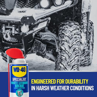 WD-40 Specialist White Lithium Grease, New Bigger Can, 13.3 OZ [6-Pack] | Heavy-Duty Grease for Chassis & Suspension, Heavy Equipment, Industrial Strength for Automotive, Construction & Industrial - size: 6-pack