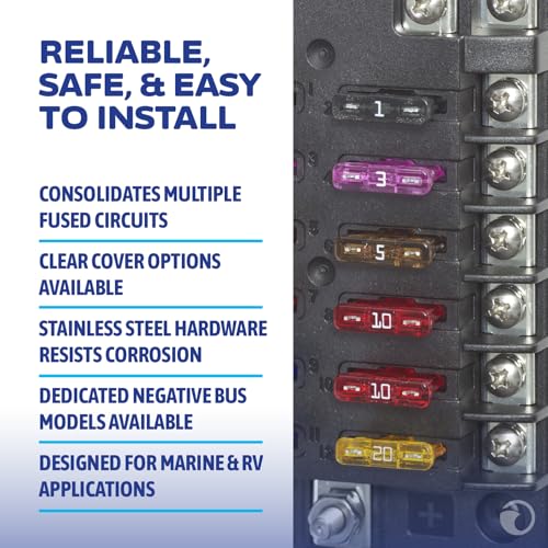 Blue Sea Systems ST Blade Fuse Block 6 Circuit with Cover, 100 Amps, 5028 - color: With cover, style: 6 Circuit