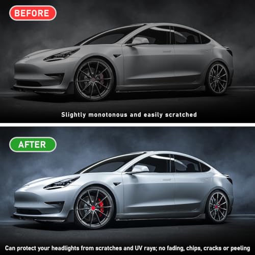 povtii Tint Vinyl Wrap Sticker Sheet Roll for Car Headlight & Taillight - Self Adhesive Fog Light Vinyl Film, 12x48 Inch Roll, Squeeze & Cutter Included - color: Transparent