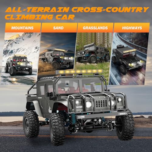 SIMREX 1:12 Scale All-Terrain Remote Control Car, 4WD RC Cars with 2.4 GHz, RC Climbing Truck, IPX4 Waterproof Off-Road Vehicle with Two Rechargeable Batteries, for Kids Teens Adults - color: Gray, size: 1:12