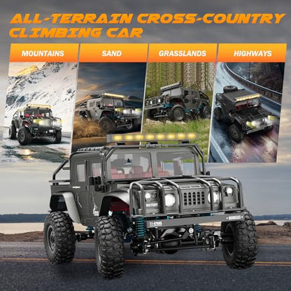 SIMREX 1:12 Scale All-Terrain Remote Control Car, 4WD RC Cars with 2.4 GHz, RC Climbing Truck, IPX4 Waterproof Off-Road Vehicle with Two Rechargeable Batteries, for Kids Teens Adults - color: Gray, size: 1:12