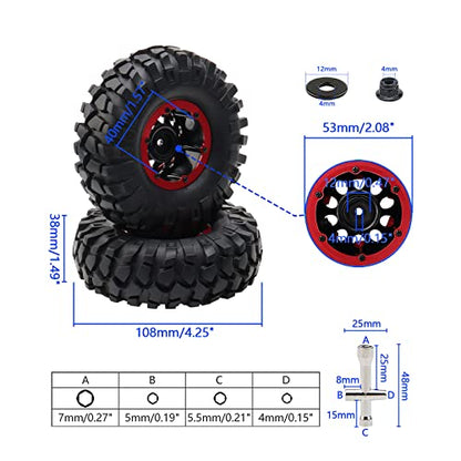 4PCS RC Tires 1.9 Crawler Tires Inflatable Plastic Beadlock Wheels and Tires for 1/10 RC Rock Crawler TRX4 SCX10 CC01 RC4WD D90 (OD 108mm)