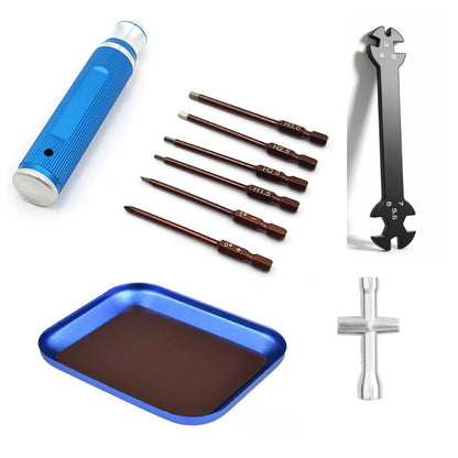 RC Car Repair Tool Set: Hex Screwdrivers 1.5MM, 2.0MM, 2.5MM, 3.0MM; Phillips Small Socket; Tie Rod Adjustment Tool Suitable for RC Cars and Drone Repair Screwdriver Set （Blue） - color: Blue