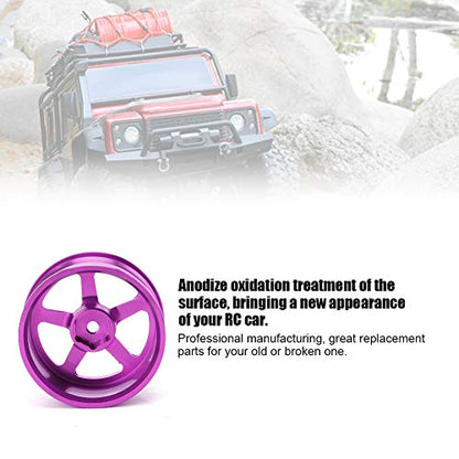 4 Pcs RC Wheel Hub, Aluminum Alloy Wheel Hub Accessory RC Parts Wheels Upgrade Parts Fit for HSP 94123 Touring Drift Car - color: Purple