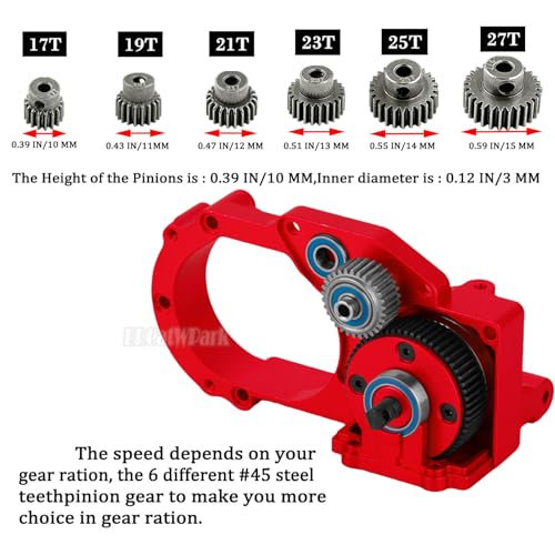 RC Upgrades Part for 1/10 Slash/Rustler/Stampede/Bandit 2WD (VXL) Drag Slash/Bigfoot,Transmission Gearbox & 48P Gear & Slipper Clutch Kit Pressure Plate & Complete Differential,Red - color: Red - (Upgrades Gearbox)