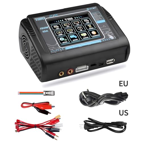 Lipo Battery Charger Touch Screen Dual RC Battery Charger Discharger AC/DC150W 10A Fast Balance Battery Chargers for 1-6S LiPo Li-ion Life LiHV NiCD NiMH PB Smart Batteries
