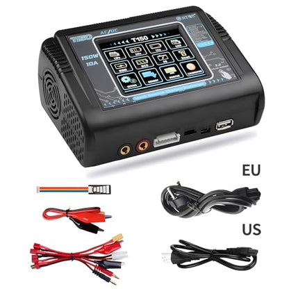 Lipo Battery Charger Touch Screen Dual RC Battery Charger Discharger AC/DC150W 10A Fast Balance Battery Chargers for 1-6S LiPo Li-ion Life LiHV NiCD NiMH PB Smart Batteries