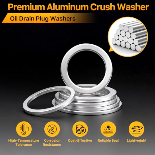 720PCS Crush Washer Kit, Aluminum Oil Drain Plug Gasket Assortment | 18 Sizes Crush Washer Oil Drain Plug, Automotive Engine Crush Washers (M6 M8 M10 M12 M14 M16 M18 M20 M22 M24) - size: 720PCS((M6-M24))