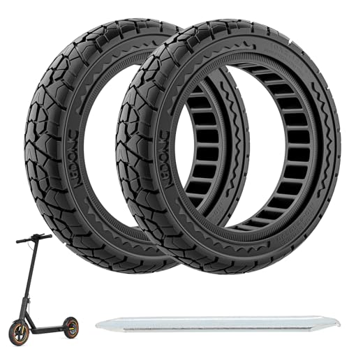 Cooryda 10X2.125 Off Road Tire for Electric Scooter Ninebot F20/F30/F40/F65, 10 inch Solid Rubber Tires for Front And Rear Solid Electric Scooter Tire Tubeless(Black 2pcs) - color: black 2pcs, size: 10x2.125