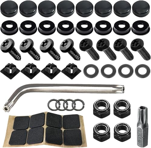 Anti Theft License Plate Screws, Tamper Resistant Licence Plate Kit, 1/4"(M6) Security Screws, Rust Proof Stainless Steel Bolts Fasteners Kit for Front Rear Frame Holder Mounting (Black) - color: Black