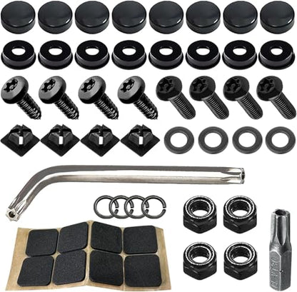 Anti Theft License Plate Screws, Tamper Resistant Licence Plate Kit, 1/4"(M6) Security Screws, Rust Proof Stainless Steel Bolts Fasteners Kit for Front Rear Frame Holder Mounting (Black) - color: Black