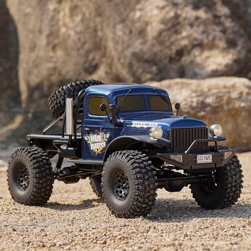 FMS Rochobby 1/10 Atlas Ready Set RC Crawler RC Truck 4X4 with Lighting, 2.4GHz Radio,Ball Bearing, Metal-Gear Full,4 Link Suspension,Rapid Separation Car Body for Adult (Blue) - color: 1/10 Blue
