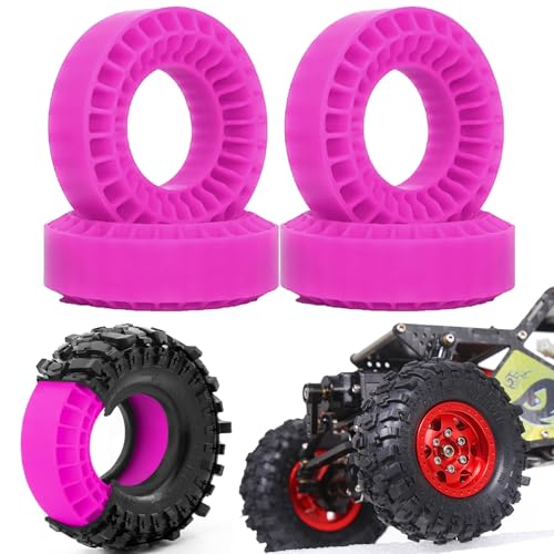 1.0 RC Silicone Rubber Insert Foam Fit 58-64mm 1/24 Crawler Wheels Tires Super Soft Waterproof 55 x 20mm for 1:24 1:18 Crawler Car Traxxas TRX4M SCX24 FCX24 AX24 Upgrades 4PCS (Purple) - color: Purple